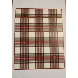 Pottery Barn Kids Plaid Cork Backed Placemats Red Green White Set of 3 Christmas
